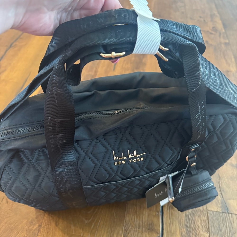 New! Nicole Miller Quilted Black Diaper Duffle Bag - Picture 6 of 13